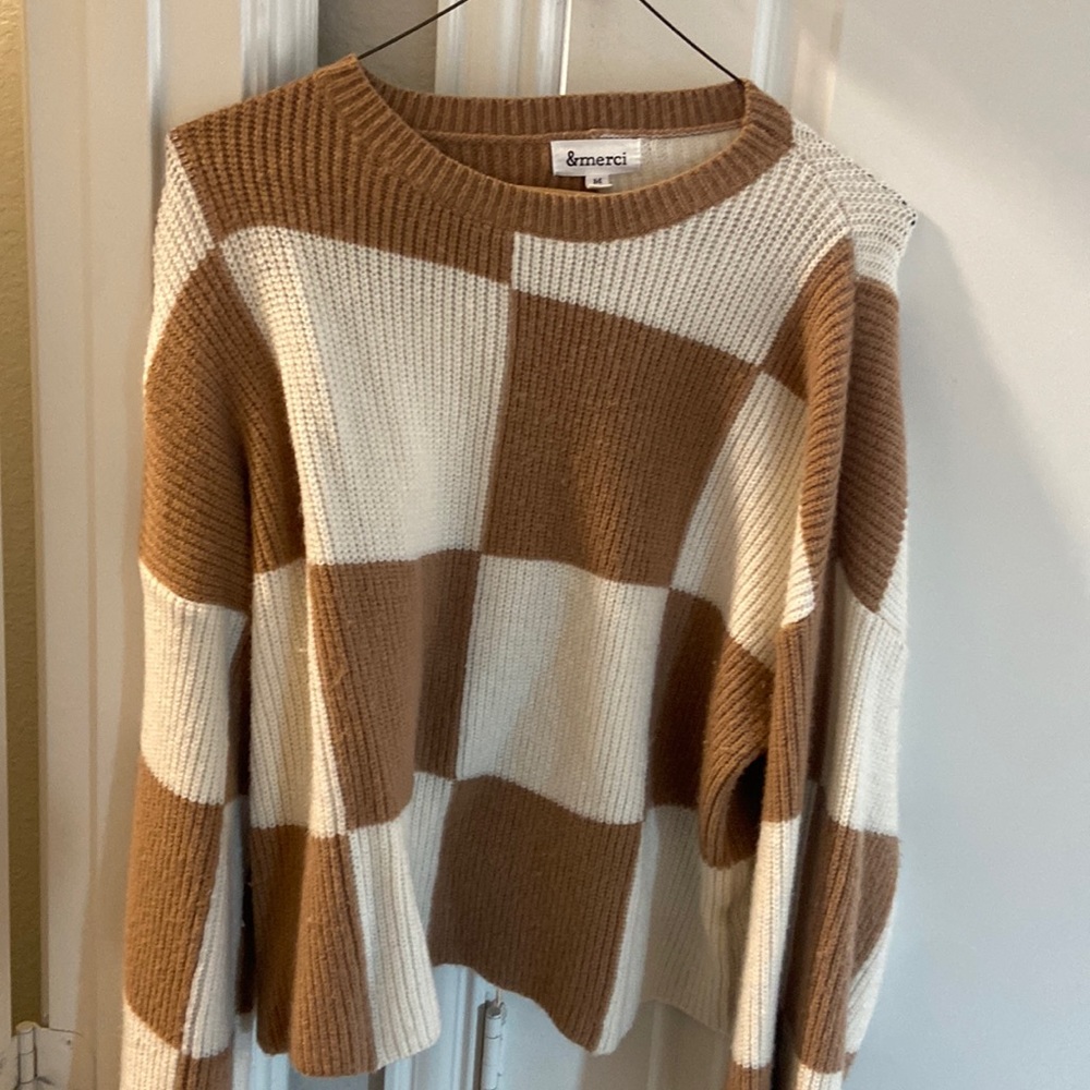 Cropped checker sweater